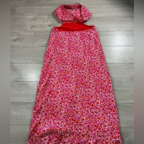 ASTR Colette Floral Satin Cutout Midi Dress - Picture 4 of 14